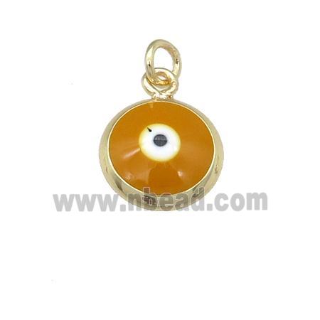 copper Evil Eye pendant with brown enamel, gold plated