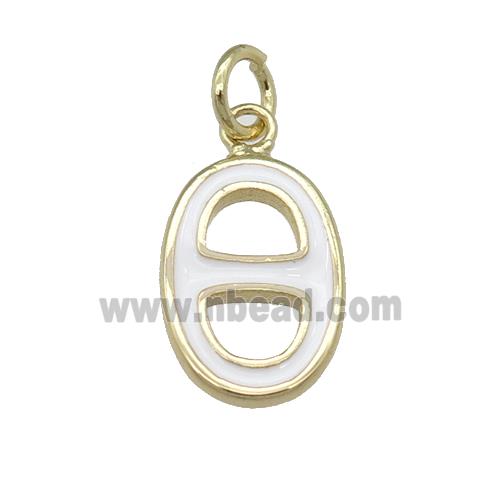 copper nose pendant with white enamel, gold plated