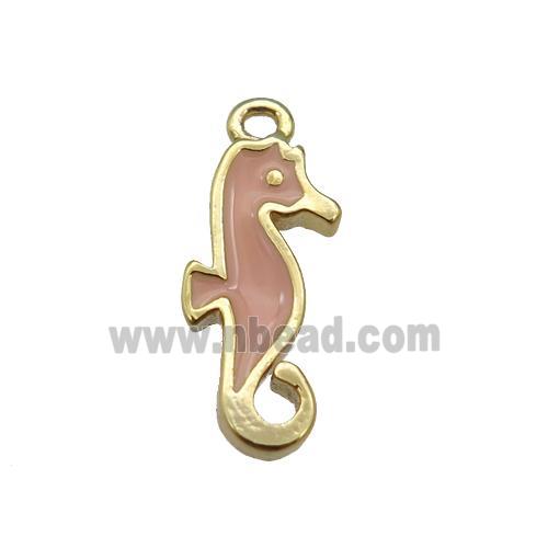 copper SeaHorse pendant with enamel, gold plated