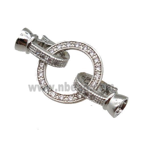 copper Clasp paved zircon, platinum plated