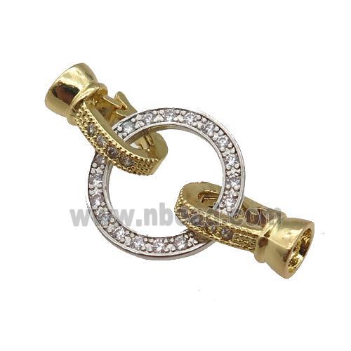 copper Clasp paved zircon, gold plated
