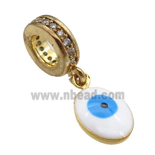 copper Evil Eye pendant with white enamel, gold plated