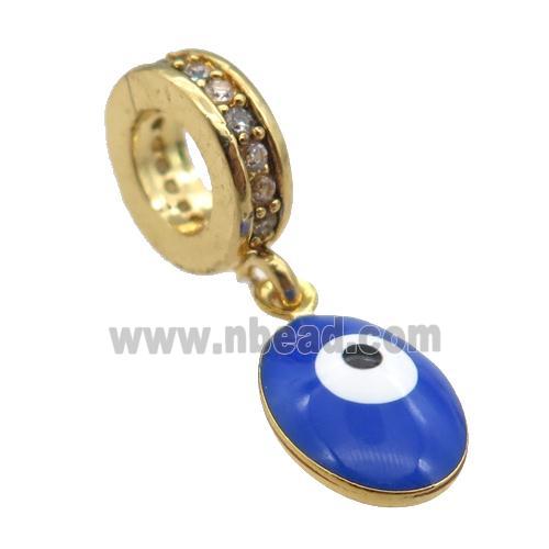 copper Evil Eye pendant with royalblue enamel, gold plated