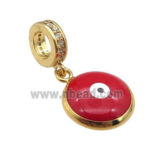 copper Evil Eye pendant with red enamel, gold plated