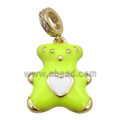 copper Bear pendant with yellow enamel, gold plated