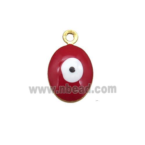 copper Evil Eye pendant with red enamel, gold plated
