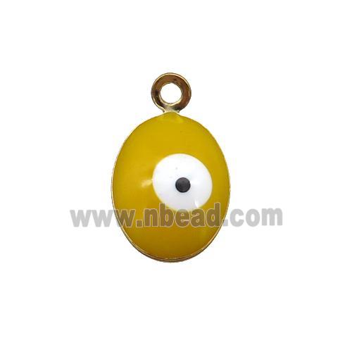copper Evil Eye pendant with yellow enamel, gold plated