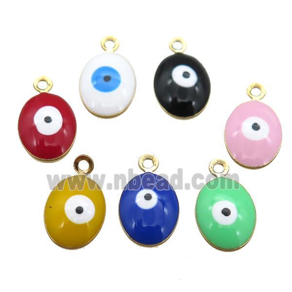 copper Evil Eye pendant with enamel, gold plated, mixed