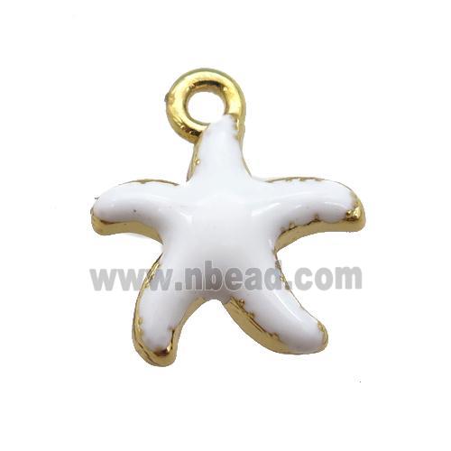 copper Starfish pendant with white enamel, gold plated