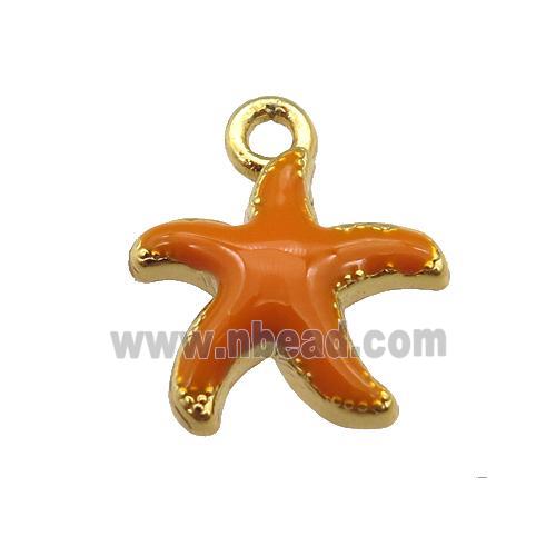 copper Starfish pendant with brown enamel, gold plated