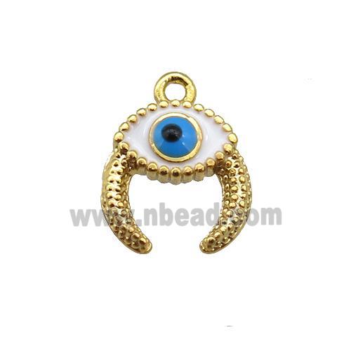 copper Evil eye pendant with white enamel, gold plated