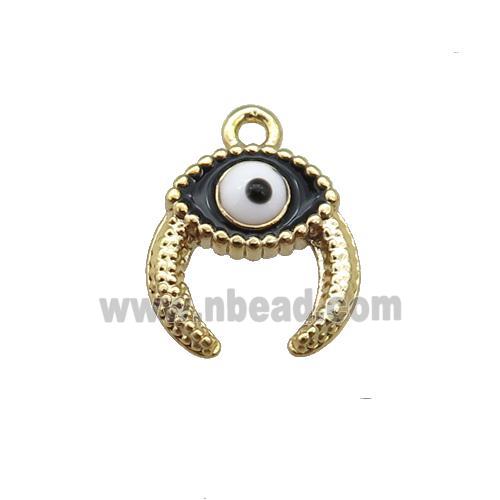 copper Evil eye pendant with black enamel, gold plated