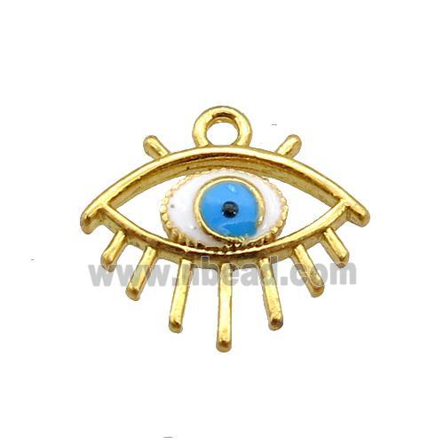 copper Evil eye pendant with white enamel, gold plated