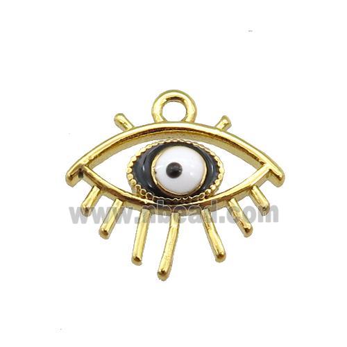 copper Evil eye pendant with black enamel, gold plated
