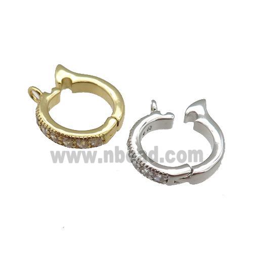 copper Clasp paved zircon, mixed