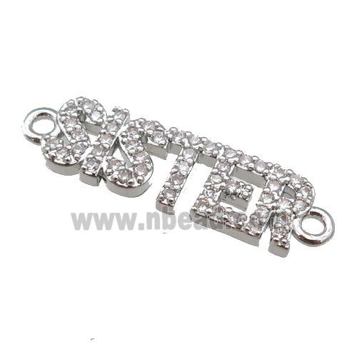 copper SISTER connector paved zircon, platinum plated
