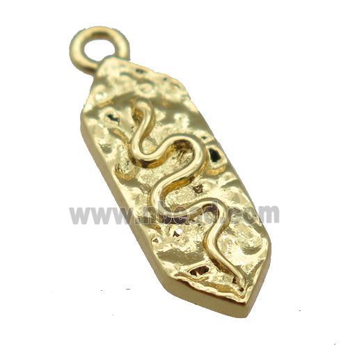 copper snake pendant, gold plated