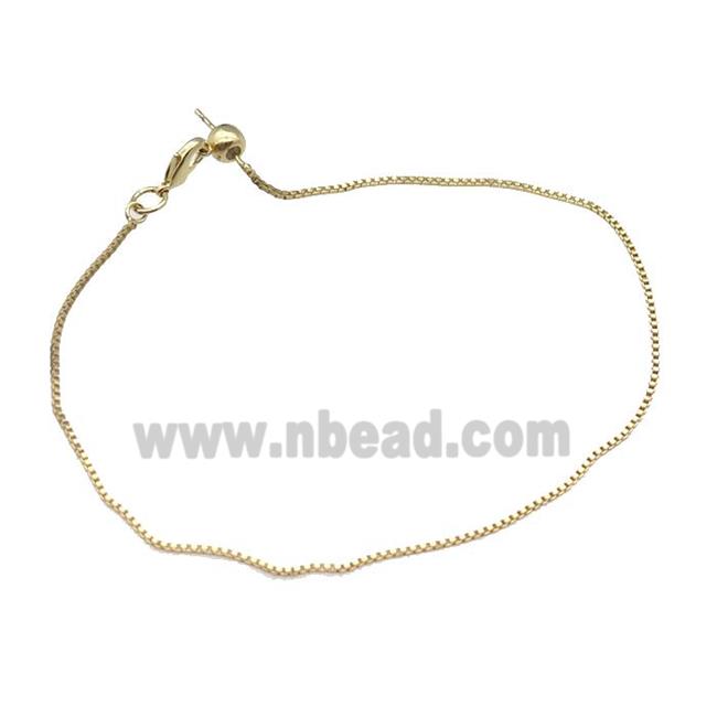 copper box chain for bracelet, gold plated