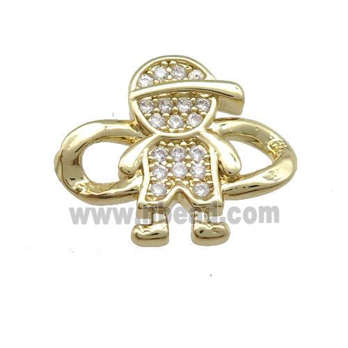 copper KidBoy connector paved zircon, gold plated