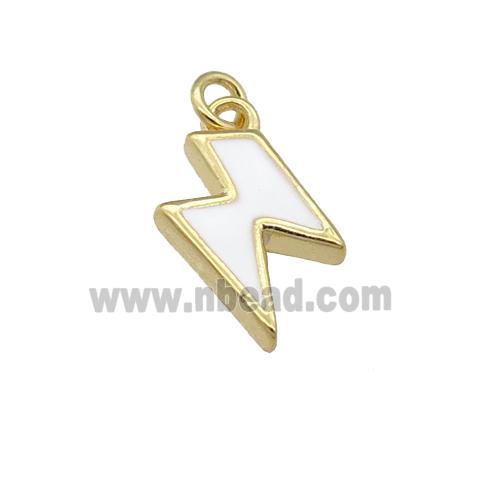 copper Lightning pendant with white enamel, gold plated