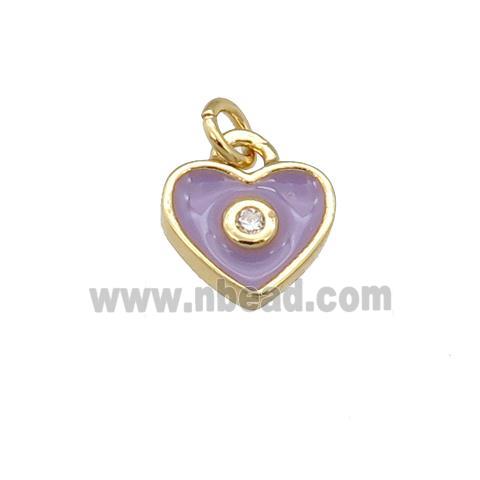 copper Heart pendant with lavender enamel, gold plated
