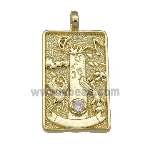copper Tarot Card pendant, gold plated