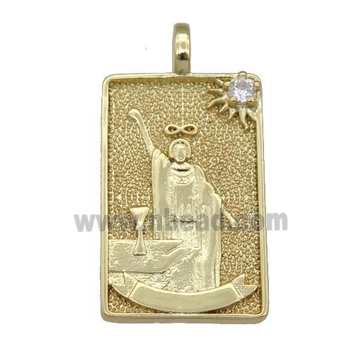 copper Tarot Card pendant, beauty, gold plated