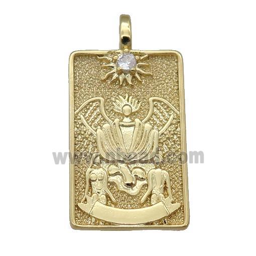 copper Tarot Card pendant, monarch, gold plated