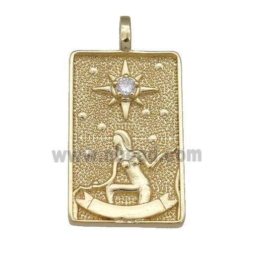 copper Tarot Card pendant, beauty, gold plated