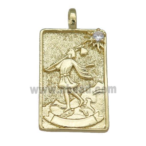 copper Tarot Card pendant, fisher, gold plated