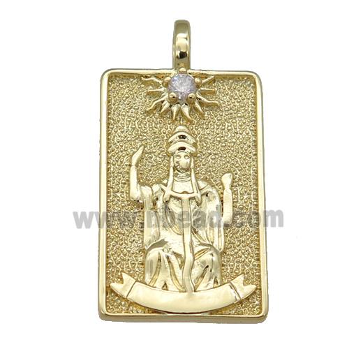 copper Tarot Card pendant, empress, gold plated
