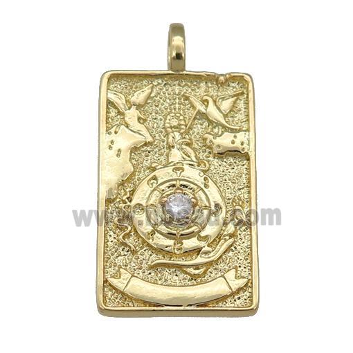 copper Tarot Card pendant, gold plated