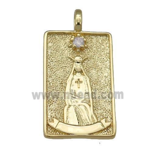 copper Tarot Card pendant, nun, gold plated