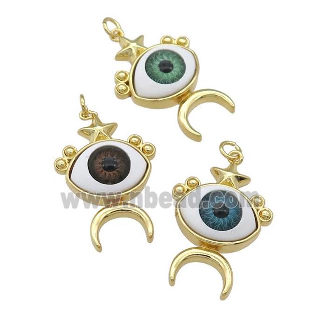 copper Evil Eye pendant, mixed, gold plated