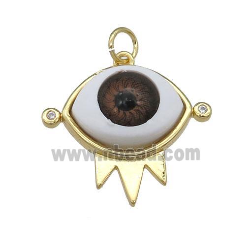 copper pendant with red Evil Eye, gold plated