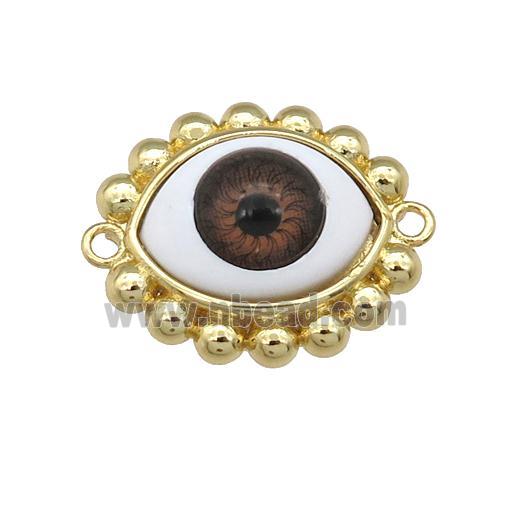 copper connector with red Evil Eye, gold plated