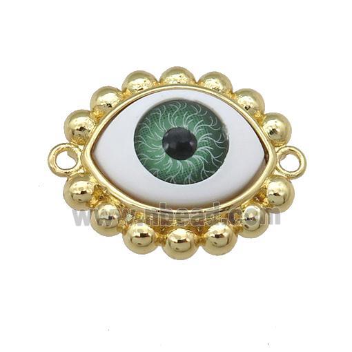 copper connector with green Evil Eye, gold plated