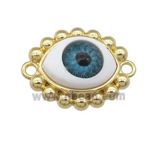 copper connector with blue Evil Eye, gold plated