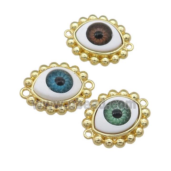 copper connector with Evil Eye, mixed, gold plated