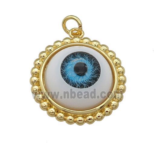 copper pendant with blue Evil Eye, gold plated