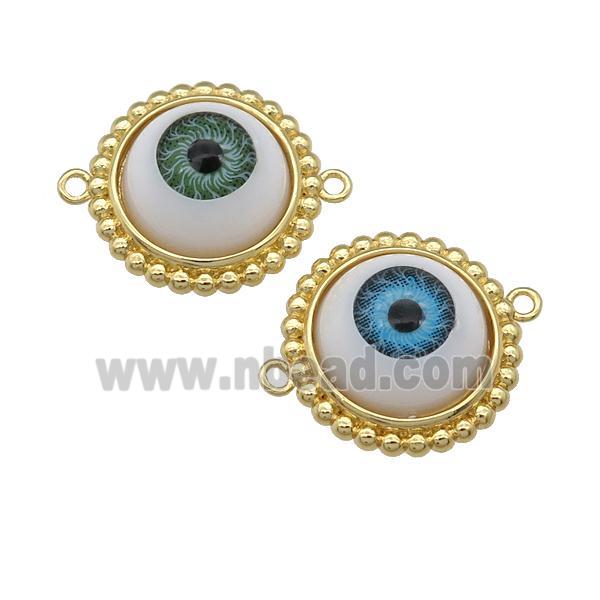 copper connector with Evil Eye, mixed, gold plated