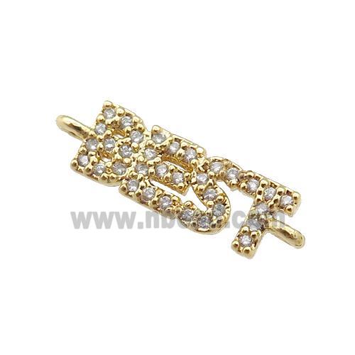 copper BEST connector pave zircon, gold plated
