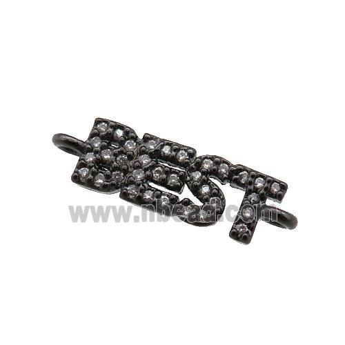 copper BEST connector pave zircon, black plated