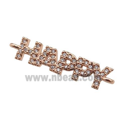 copper HAPPY connector paved zircon, rose gold