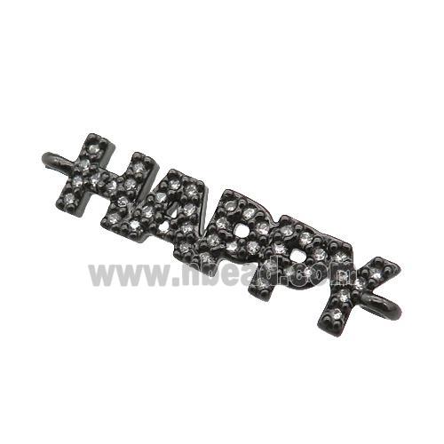 copper HAPPY connector paved zircon, black plated