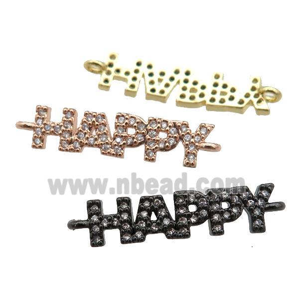copper HAPPY connector paved zircon, mixed