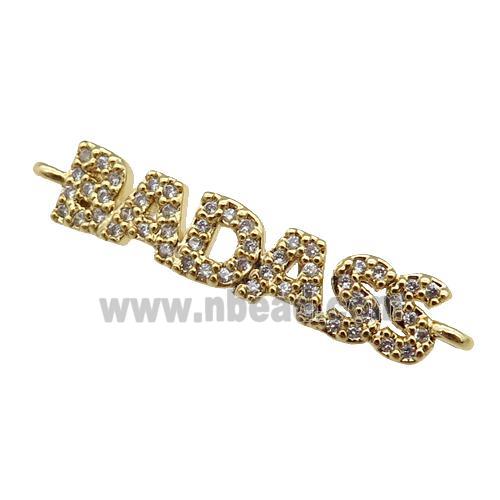 copper BADASS connector paved zircon, gold plated