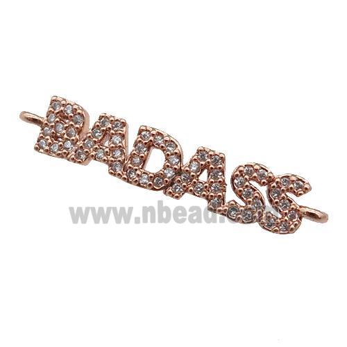 copper BADASS connector paved zircon, rose gold
