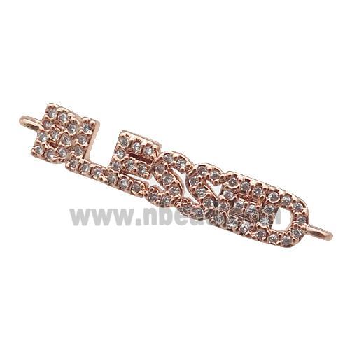 copper BLESSED connector paved zircon, rose gold