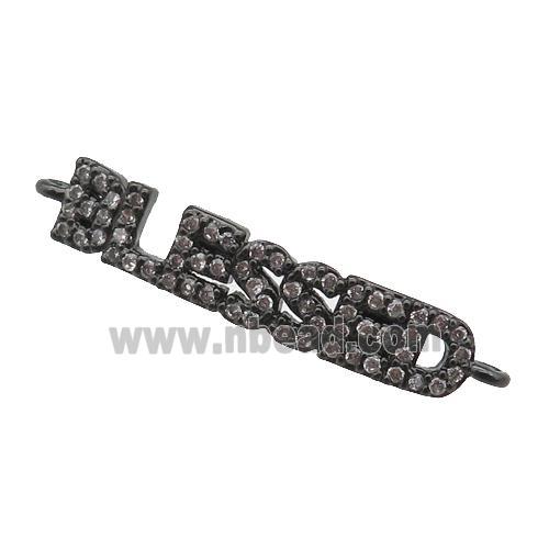 copper BLESSED connector paved zircon, black plated